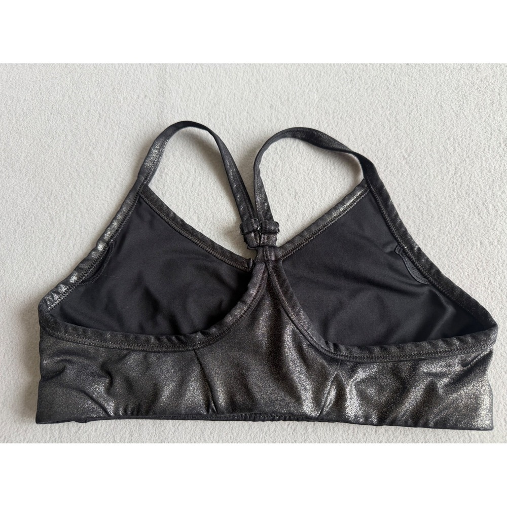 Nike Indy Metallic Silver Black Sports Bra Adjustable Straps Light Support L - Picture 3 of 3